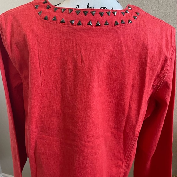Diane Gilman Beautiful Orange Denim Jacket Stud Design Size 1X NWT - Picture 9 of 13